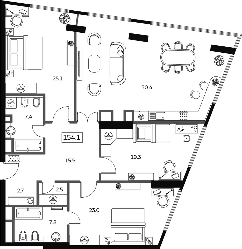 4-х комнатная квартира, 154,10 м², 4 эт., ЖК Sky House, Скай Хаус, фотография 1