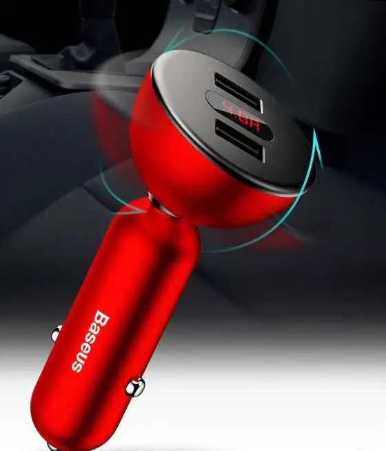 Автомобильное зарядное устройство Baseus 360°rotation Daul input Digital display Car Charger, фотография 1