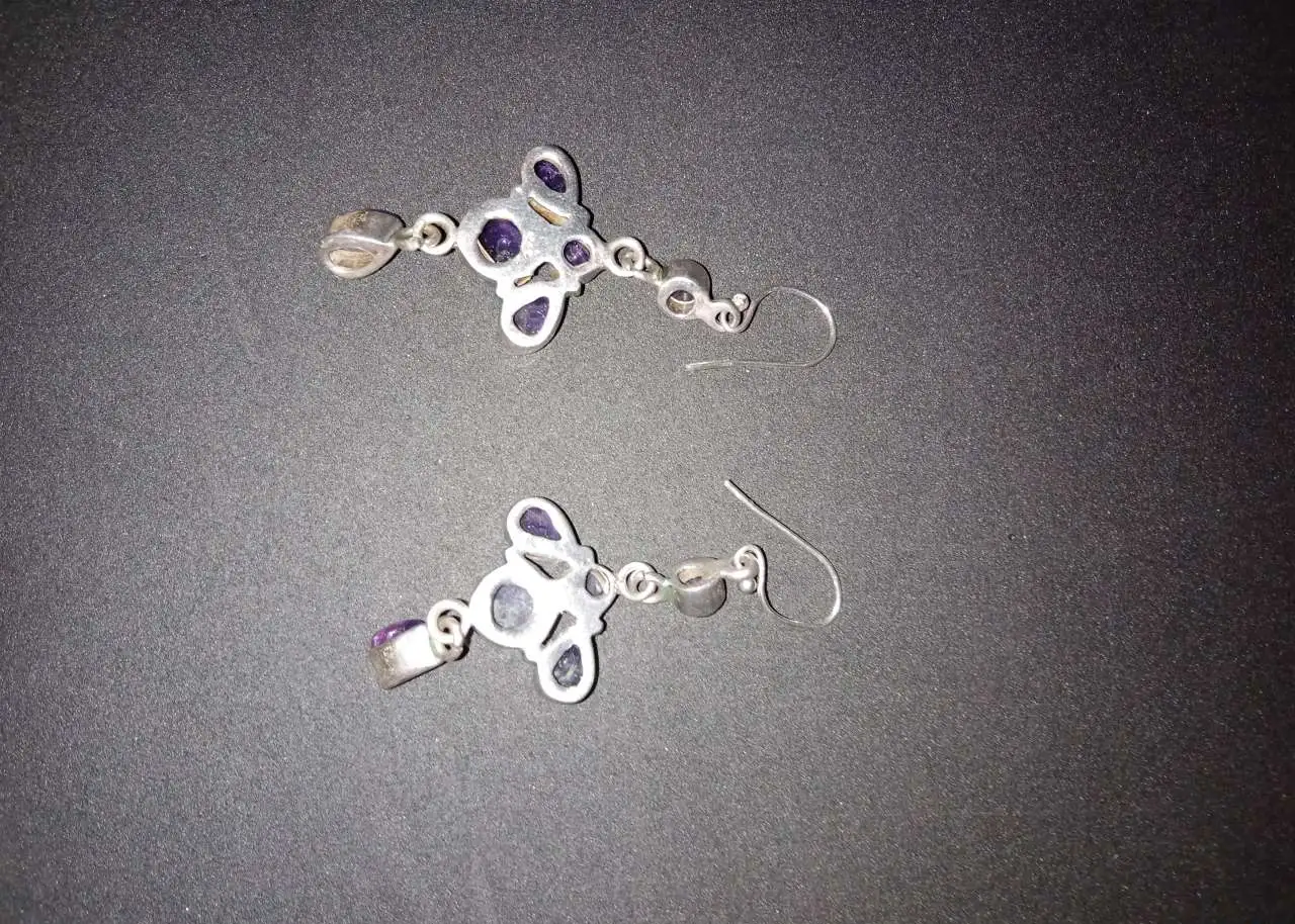 Серьги серебряные с аметистами, фотография 2
