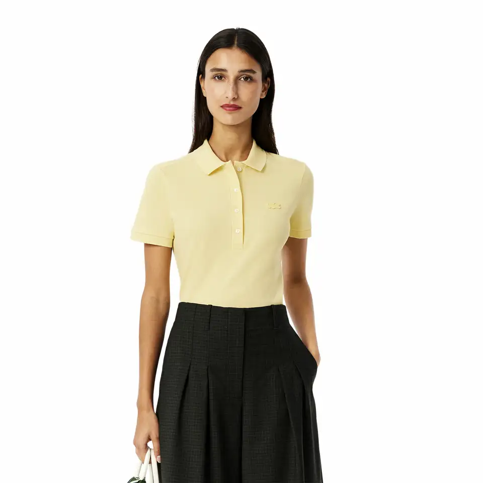 Женское поло lacoste slim fit из эластичного хлопка, фотография 1