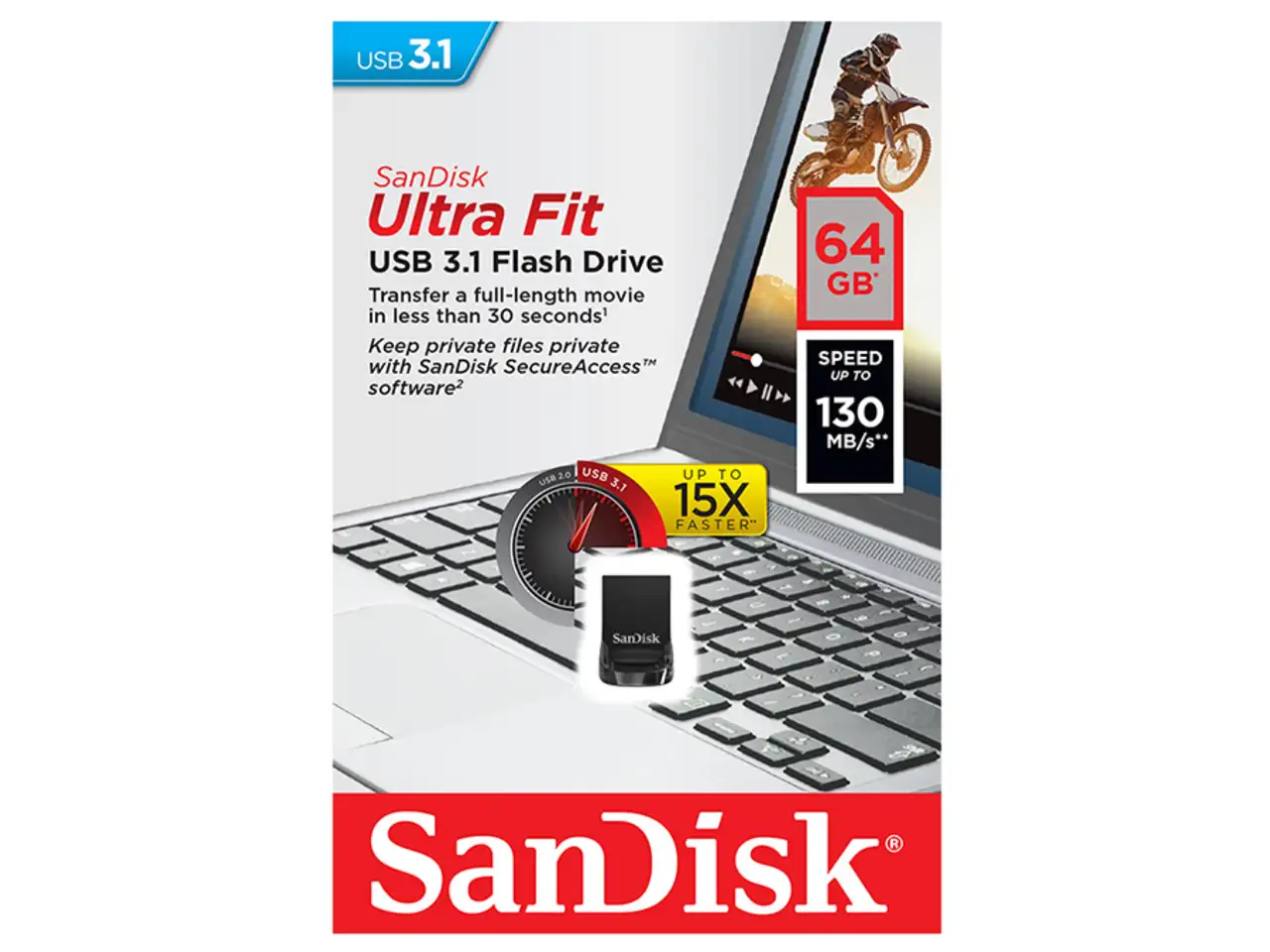 Флеш-накопитель sandisk ultra fit 64gb usb 3.1, фотография 5