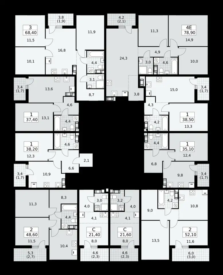 3-х комнатная квартира, 68,40 м², 4 эт., ЖК А101 Лаголово, фотография 2