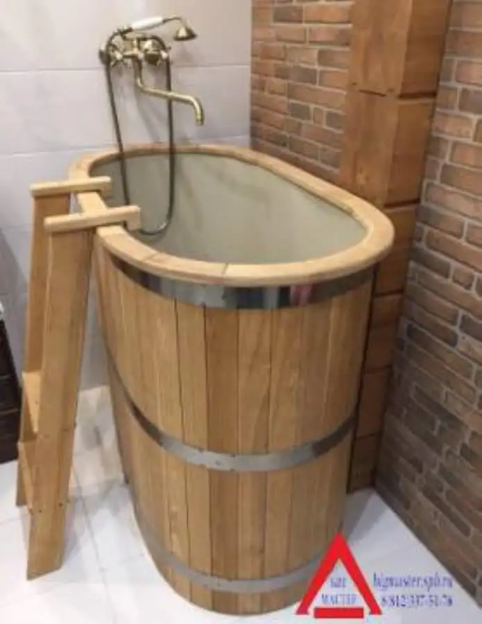 Купель для бани из дуба с пластиковым вкладышем, фотография 6
