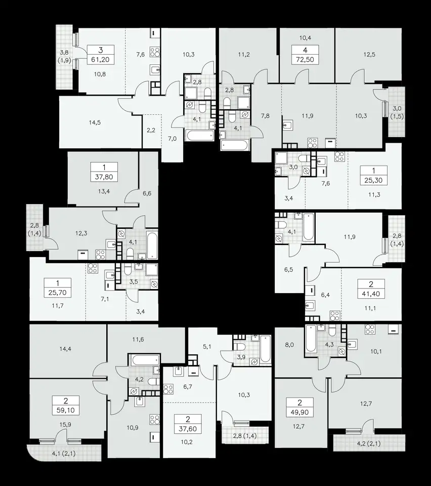 2-х комнатная квартира, 61,20 м², 4 эт., ЖК Скандинавия, фотография 4