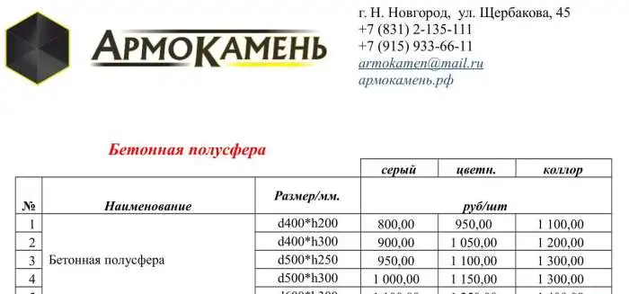 Бетонная полусфера d400хh300 мм (парковочный ограничитель), фотография 8