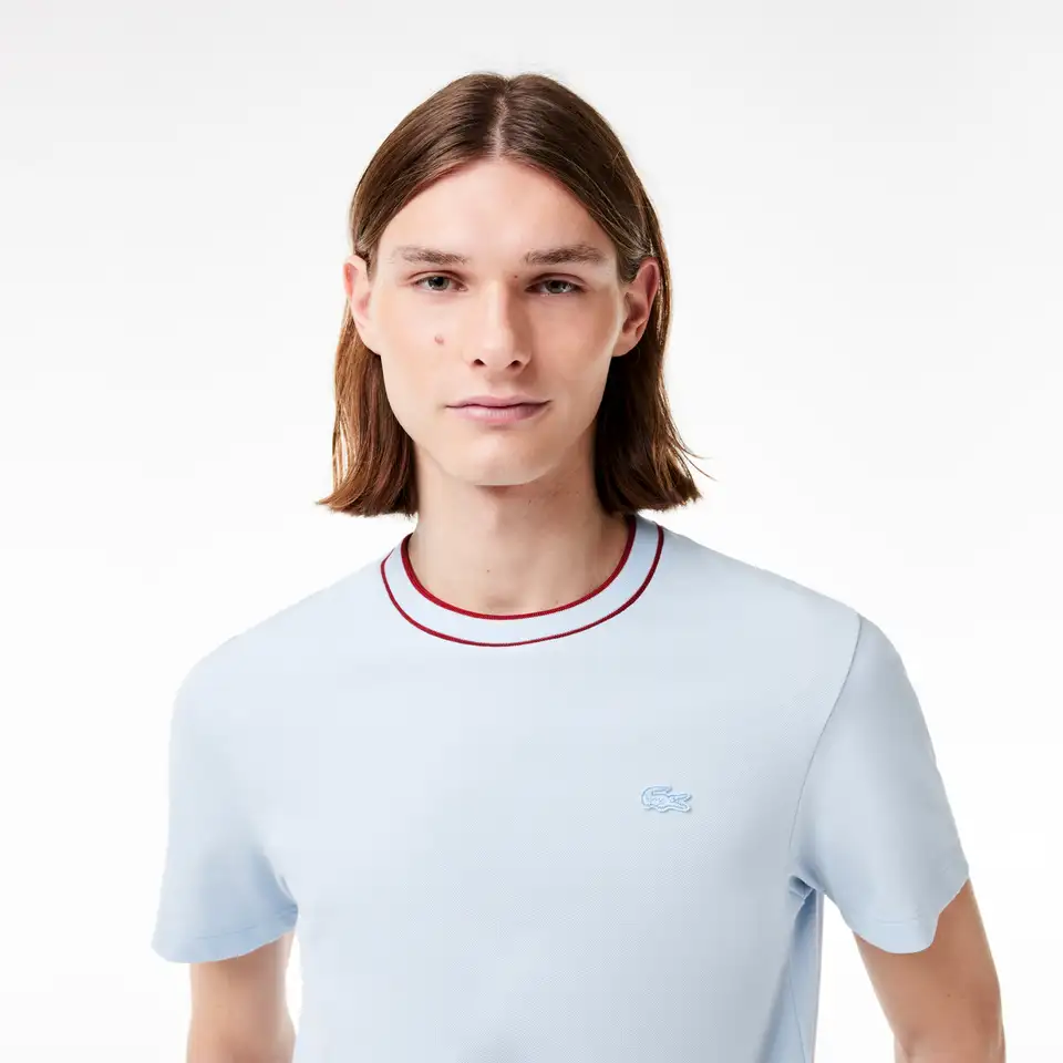 Мужская футболка lacoste с воротником в полоску из эластичного хлопка, фотография 3