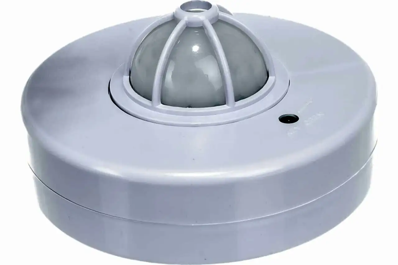 Датчик движения инфракрасный 1100вт, 120°(сбоку)+360°(сверху), 2-8м , 5-480с, потолочный ip33 ддп-01, фотография 1
