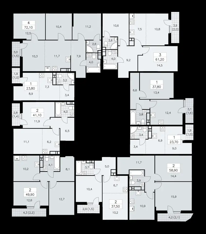 2-х комнатная квартира, 61,20 м², 11 эт., ЖК Бунинские Кварталы, фотография 2