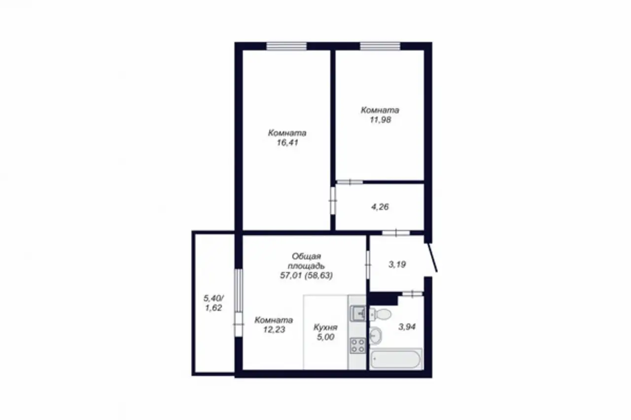 Квартира, 58,63 м², 5 эт., Тракторозаводский, Конструктора духова ул, 14, фотография 12