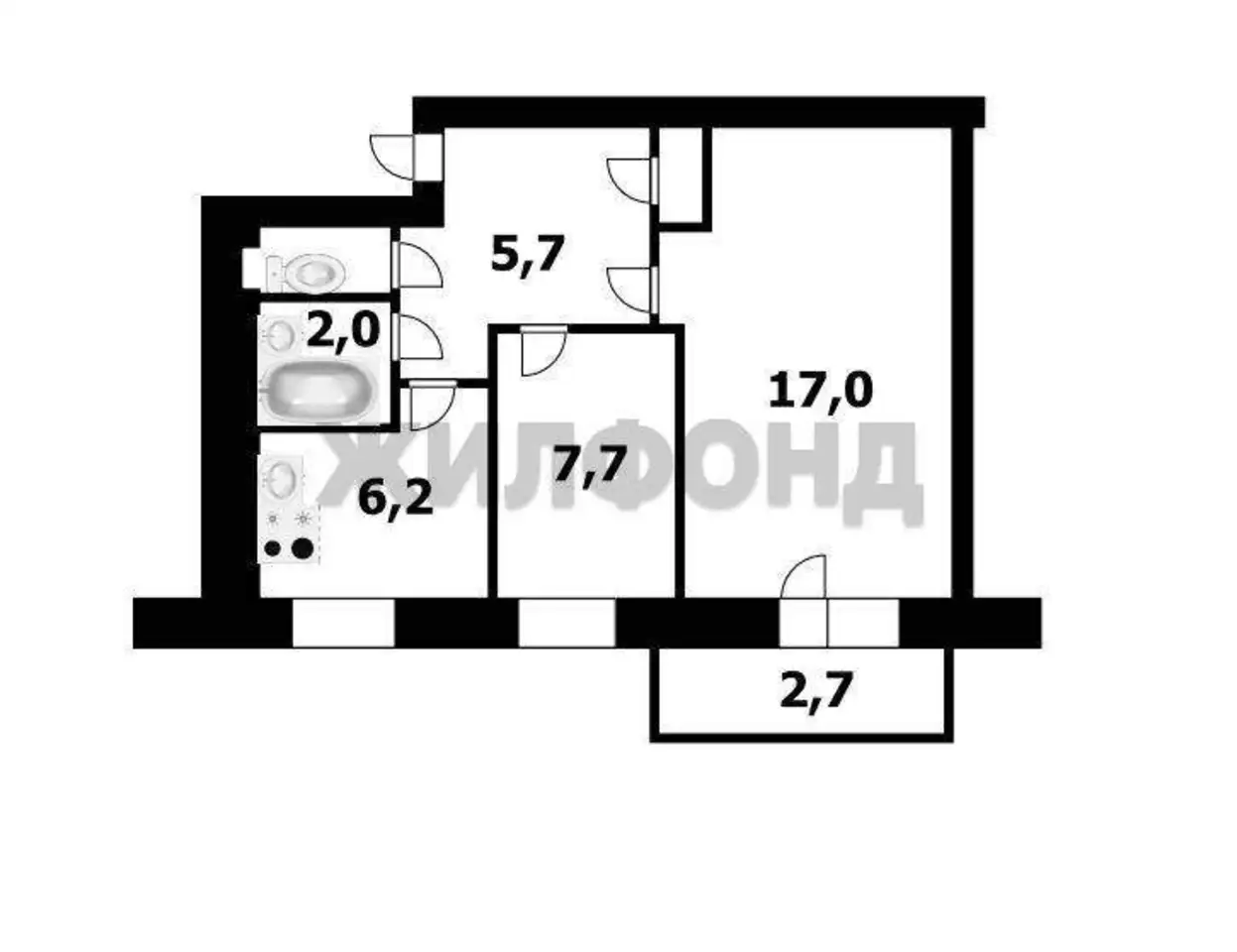 Продается комната 17 м2 в 2 ком.кв., фотография 1