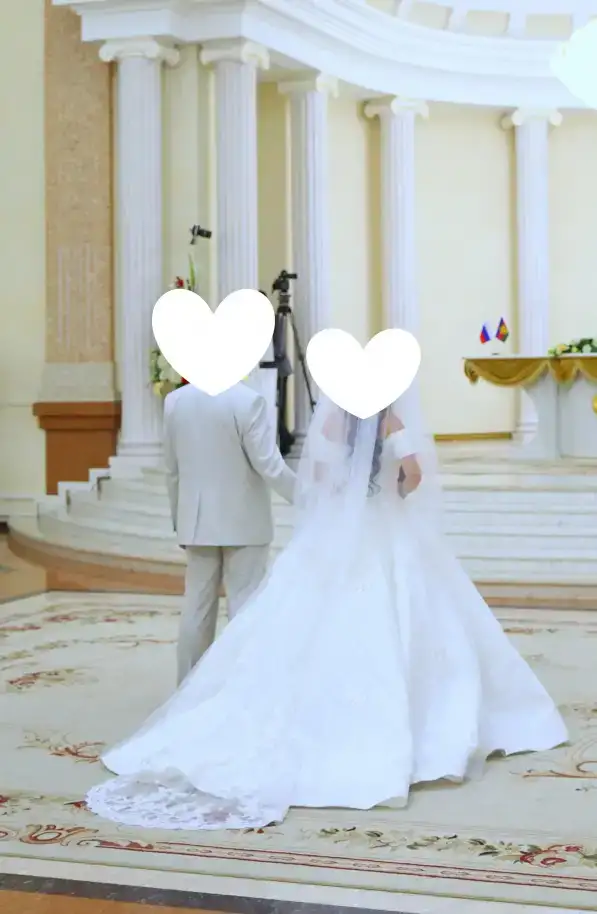 Свадебное платье айвори + кольца + шлейфовая фата, фотография 7