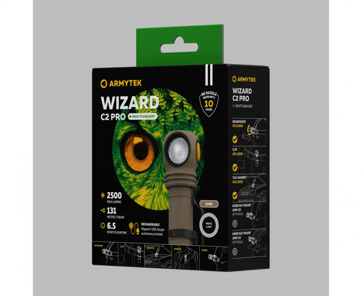 Налобный мультифонарь armytek wizard c2 pro sand white, фотография 2