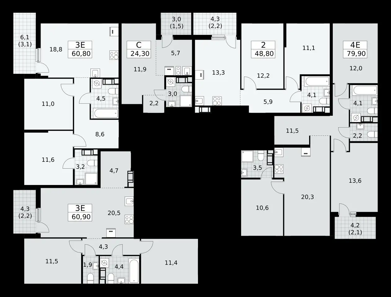 3-х комнатная квартира, 79,90 м², 11 эт., ЖК А101 Лаголово, фотография 2