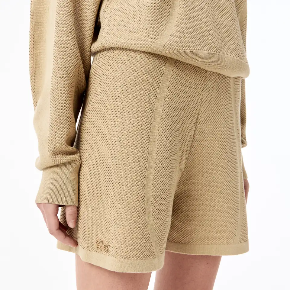 Женские рельефные шорты lacoste из смеси хлопка, фотография 4