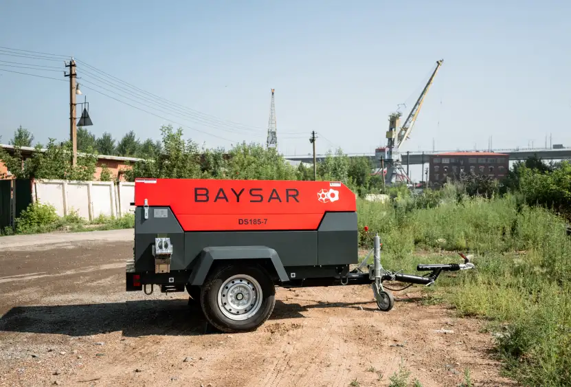 Дизельный компрессор BAYSAR DS185-7 на шасси, фотография 1