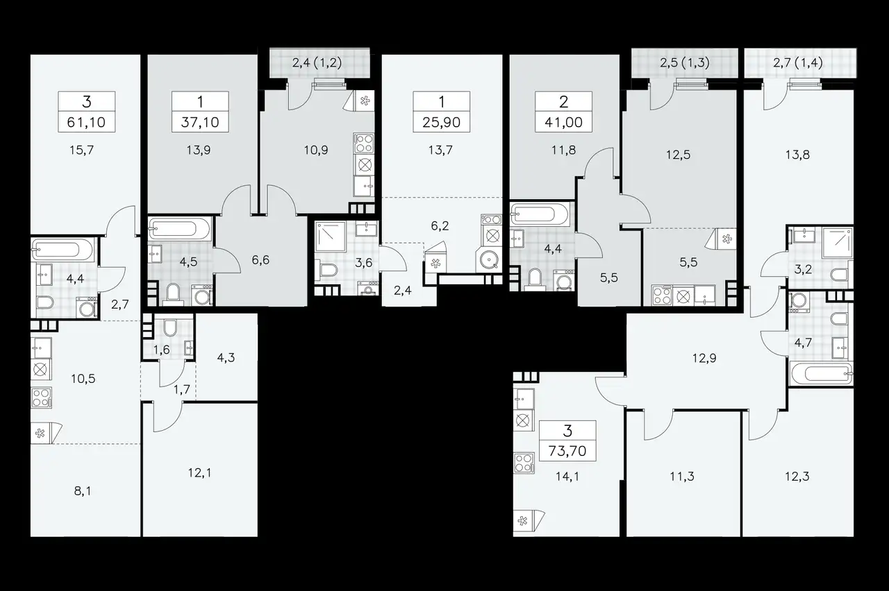 2-х комнатная квартира, 61,10 м², 3 эт., ЖК Прокшино, фотография 1