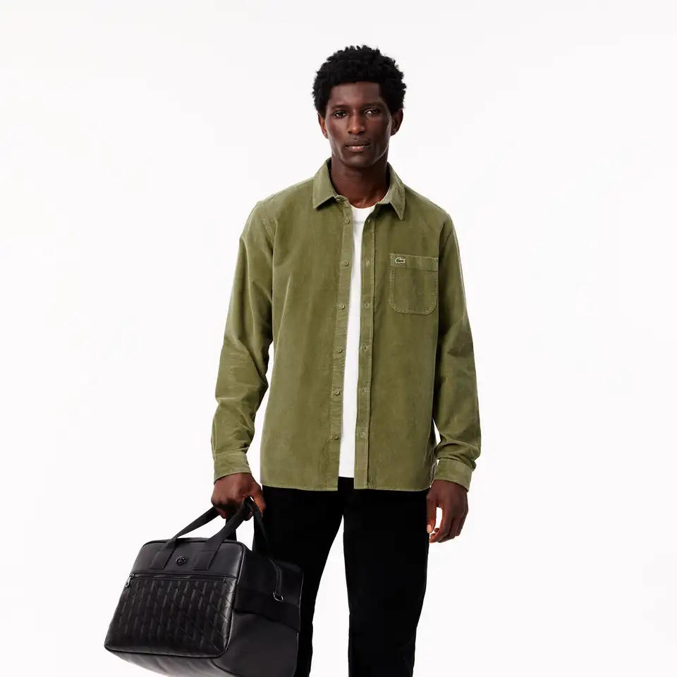 Мужская хлопковая велюровая рубашка lacoste regular fit, фотография 1