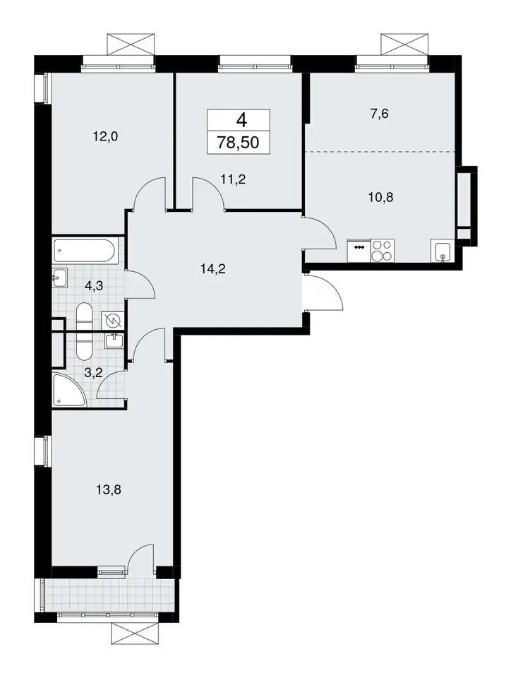 3-х комнатная квартира, 78,50 м², 3 эт., ЖК Родные кварталы, фотография 1