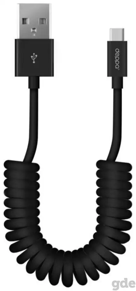 Кабель deppa usb - usb type-c витой (72278), 1 шт., черный, 1.5 м, фотография 1